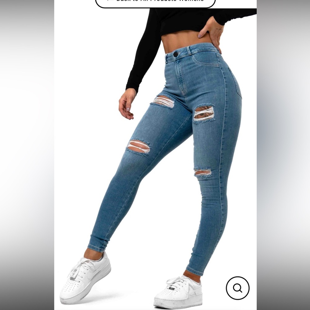 FITJEANS High Rise Blue Distressed Jeans